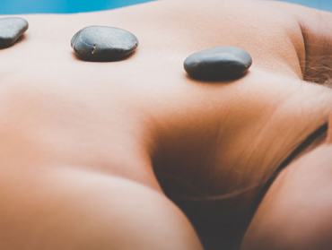 hot massage stones on back